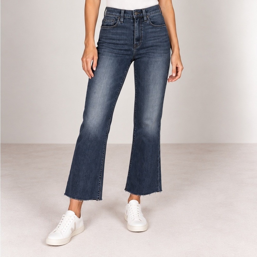 Hudson Barbara High Rise Bootcut Jeans Someday Soon Dark Wash Raw Hem 24
